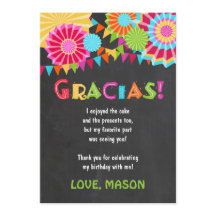 Carte de remerciement pour fête d'anniversaire mex