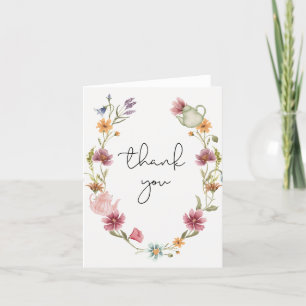 Remerciements Carte de remerciement pour fête du thé aux fleurs 