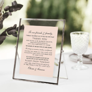 Remerciements Carte de remerciement pour invité de mariage rose 