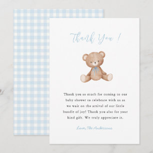 Remerciements Carte de remerciement pour la fête de bébé garçon