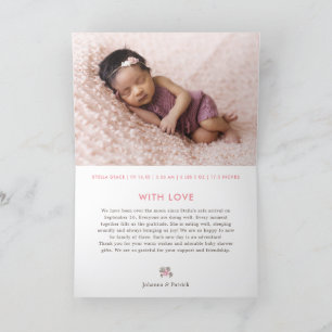Remerciements Carte de remerciement pour l'annonce de naissance