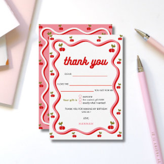 Remerciements Carte de remerciement pour le 1er anniversaire rét