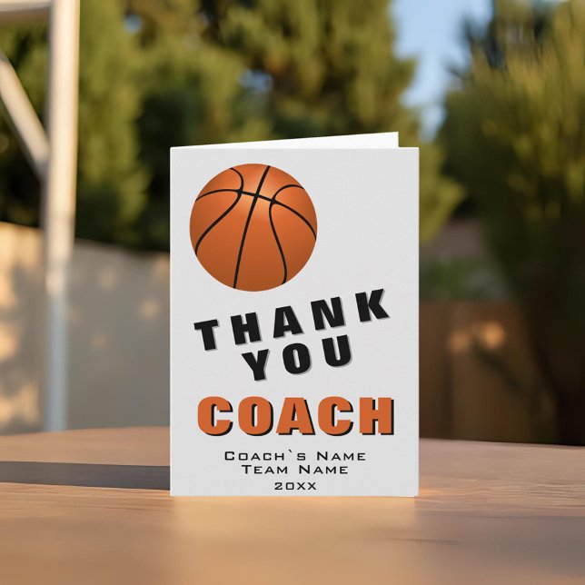 Remerciements Carte de remerciement pour l'entraîneur de basket- (Créateur téléchargé)