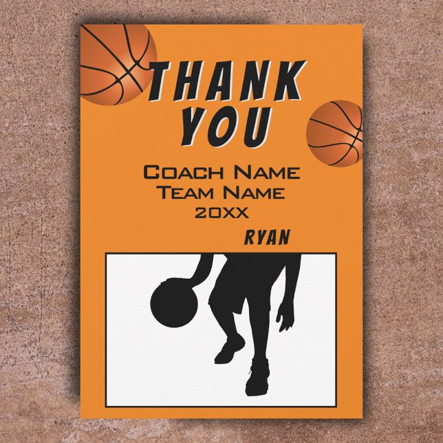 Remerciements Carte de remerciement pour l'entraîneur de basket- (Créateur téléchargé)