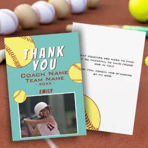 Remerciements Carte de remerciement pour l'entraîneur de softbal