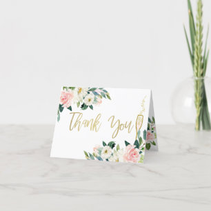 Remerciements Carte de remerciement pour mariage avec fleurs ros