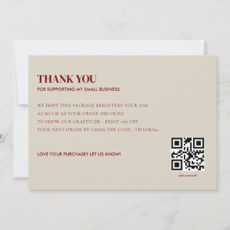 Remerciements Carte de remerciement pour petite entreprise