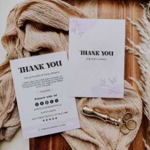 Remerciements Carte de remerciement pour petite entreprise viole
