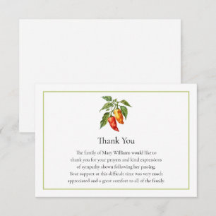 Remerciements Carte de remerciement pour piment chili mémorial f