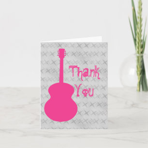 Remerciements Carte de remerciement punk rose vif Guitare