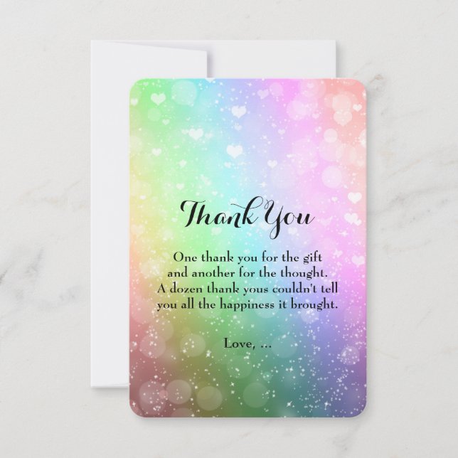 Remerciements Carte de remerciement Rainbow Lights Sparkle Sweet (Devant)