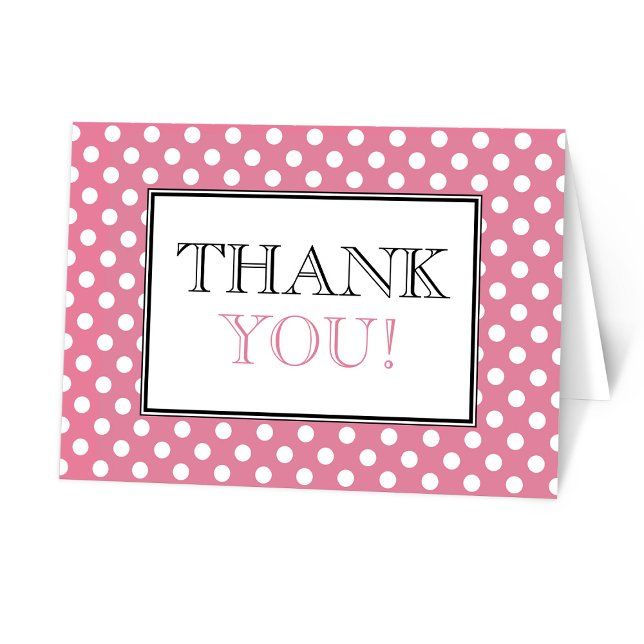 Remerciements Carte de remerciement rose à pois (Créateur téléchargé)