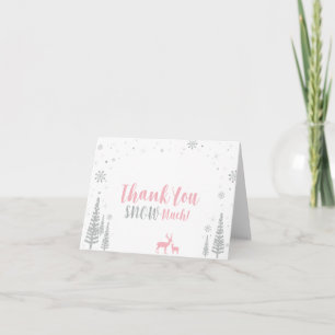 Remerciements Carte de remerciement Rose & Argent Winter Wonderl