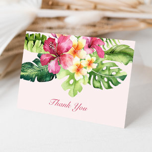 Remerciements Carte de remerciement rose floral tropical élégant