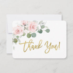 Remerciements Carte de remerciement rose florale pour fête de bé