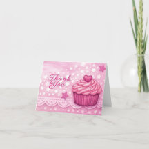 Carte de remerciement rose - Thème gâteau de céléb