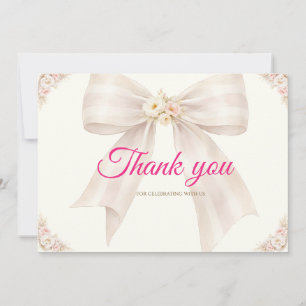 Remerciements Carte de remerciement ruban bow rose pâle Princess