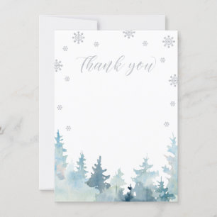 Remerciements Carte de remerciement Silver Glitter Winter Wonder