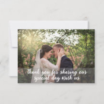 Carte de remerciement simple de photo de mariage