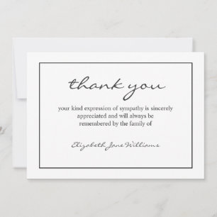 Remerciements Carte de remerciement simple funérailles bordure n