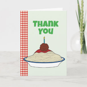 Remerciements Carte de remerciement Spaghetti et boulettes de vi