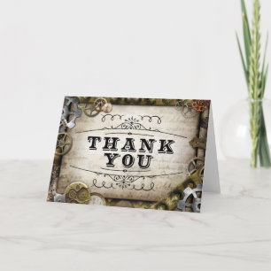 Remerciements Carte de remerciement Steampunk avec engrenages