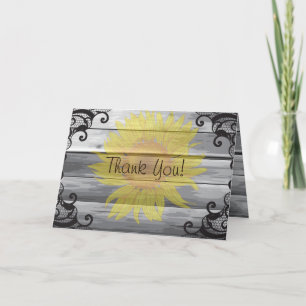 Remerciements Carte de remerciement Sunflowers Barn Wood Collect
