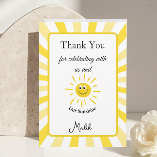 Remerciements Carte de remerciement Sunshine pour l'anniversaire