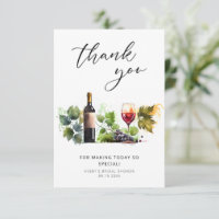 Carte de remerciement thématique mariage vin