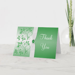 Remerciements Carte de remerciement vert émeraude et blanc