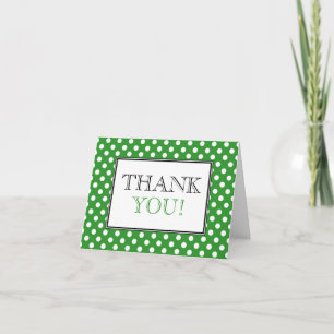 Remerciements Carte de remerciement verte et blanche à pois