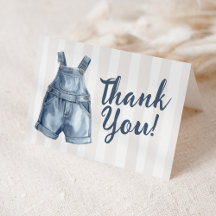Carte de remerciement vierge bébé en jean bleu