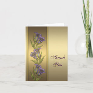 Remerciements Carte de remerciement violettes pourpre or