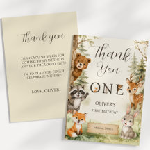 Carte de remerciement Watercolor Rustic Woodland W