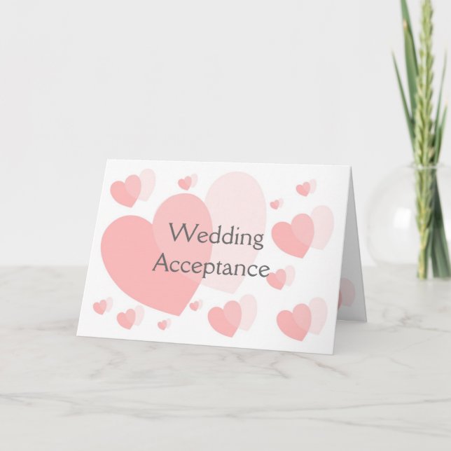 Remerciements Carte de réponse de mariage Cœurs roses (Devant)