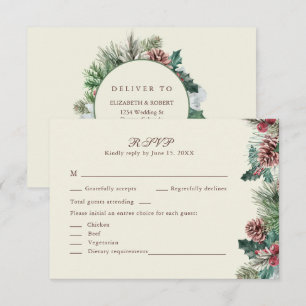 Remerciements Carte de réponse de mariage Décoration hivernale v