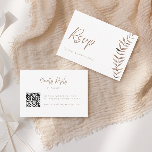 Remerciements Carte de réponse de mariage moderne boho avec code (Créateur téléchargé)
