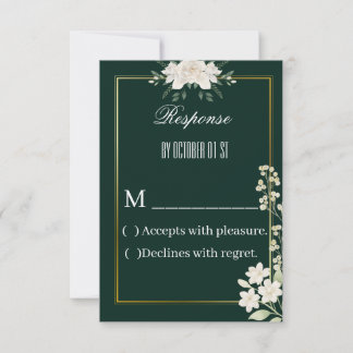 Remerciements Carte de réponse florale verte et or élégante