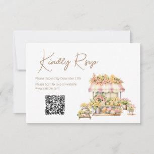 Remerciements Carte de réponse QR pour mariage printanier Love I