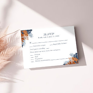 Remerciements Carte de réponse Rustique Midnight Blue Monstera