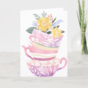 Remerciements Carte de rétablissement tasse à thé pastel lavande