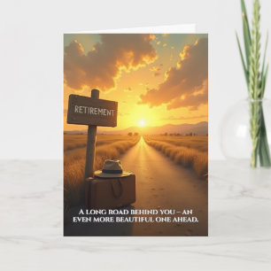 Remerciements Carte de retraite avec route de coucher de soleil