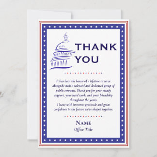 Remerciements Carte de retraite et d'adieu patriotique au Capito