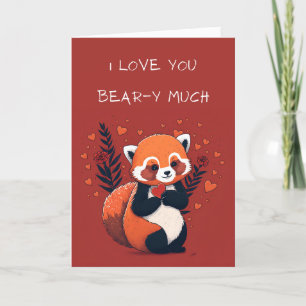 Remerciements Carte de Saint Valentin illustrée Red Panda Cute