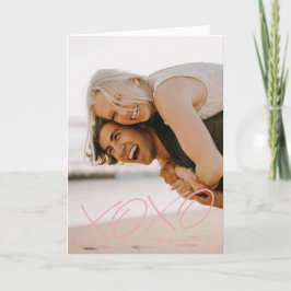 Remerciements Carte de Saint-Valentin XOXO encastrée - rose