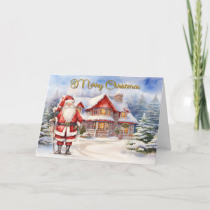 Remerciements Carte de scène hivernale de Père Noël Festive