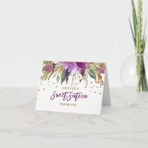 Remerciements Carte de scintillement du bonbon 16 à améthyste de