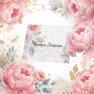 Remerciements Carte de siège pliée de rose d'aquarelle fleurie