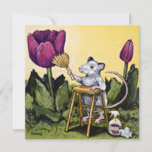 Remerciements Carte de soins Souris in Tulips