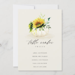 Remerciements Carte de table Rustic Sunflower Citrouille